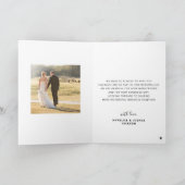 Elegant script 2 foto gevouwen bruiloft bedankkaart (Binnen)