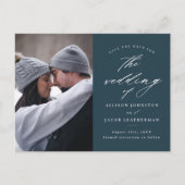 Elegant Script 2 Foto Huwelijk Save the Date Aankondigingskaart (Voorkant)