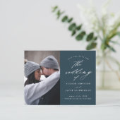 Elegant Script 2 Foto Huwelijk Save the Date Aankondigingskaart (Staand voorkant)