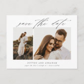 Elegant Script 2 Foto Huwelijk Save the Date Aankondigingskaart (Voorkant)