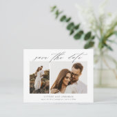 Elegant Script 2 Foto Huwelijk Save the Date Aankondigingskaart (Staand voorkant)