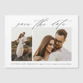 Elegant Script 2 Foto Huwelijk Save The Date Magnetische Uitnodiging (Voorkant)