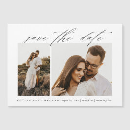 Elegant Script 2 Foto Huwelijk Save The Date Magnetische Uitnodiging