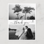 Elegant Script 2 Foto Minimal Huwelijks Dank Je Briefkaart (Voorkant)