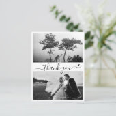 Elegant Script 2 Foto Minimal Huwelijks Dankjewel Briefkaart (Staand voorkant)
