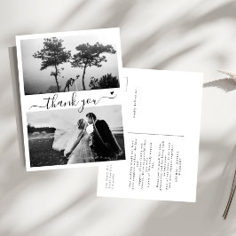 Elegant Script 2 Foto Minimal Huwelijks Dankjewelk Briefkaart