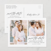 Elegant Script 2 Foto Save the Date Aankondigingskaart (Voorkant / Achterkant)