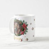 Elegant Script 2 foto waterverf kerstkrans Koffiemok (Voorkant links)