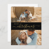 Elegant Script 2-fotokerstfeestkaart (Voorkant / Achterkant)