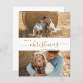 Elegant Script 2-fotokerstfeestkaart (Voorkant / Achterkant)