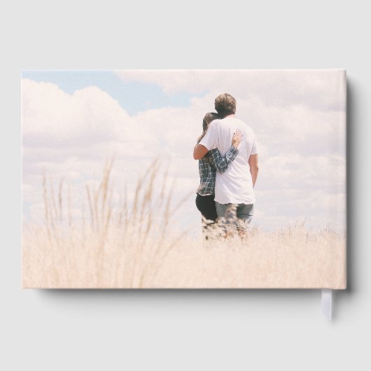 Elegant Script 2 foto's bruiloft Gastenboek (Achterkant)