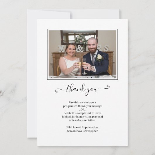Elegant Script 2 Foto's en Bedankt Weddenschappen (Achterkant)