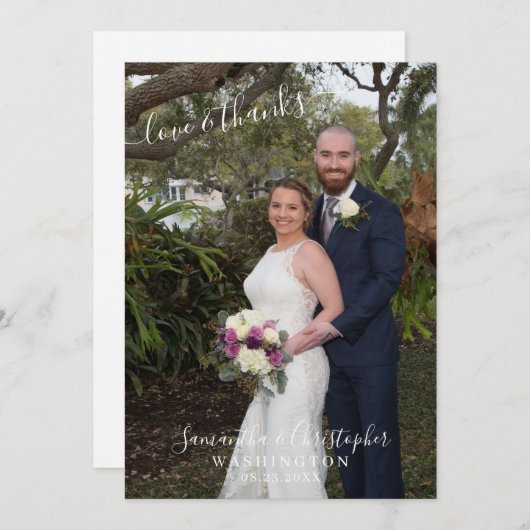 Elegant Script 2 Foto's en Bedankt Weddenschappen (Voorkant / Achterkant)