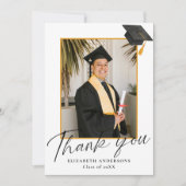Elegant Script 2 Photo Graduation Thank you Card Bedankkaart (Voorkant)