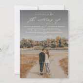 Elegant Script 2 Photo Overlay Wedding Kaart (Voorkant)