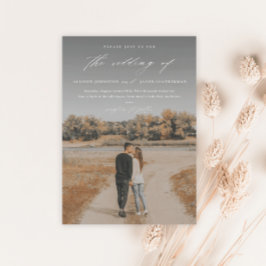 Elegant Script 2 Photo Overlay Wedding Kaart