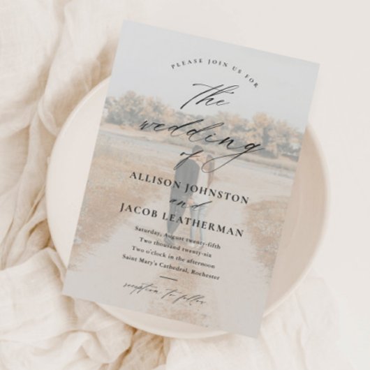 Elegant Script 2 Photo Overlay Wedding Kaart