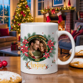 Elegant Script 2 photo Watercolor Christmas Wreath Koffiemok