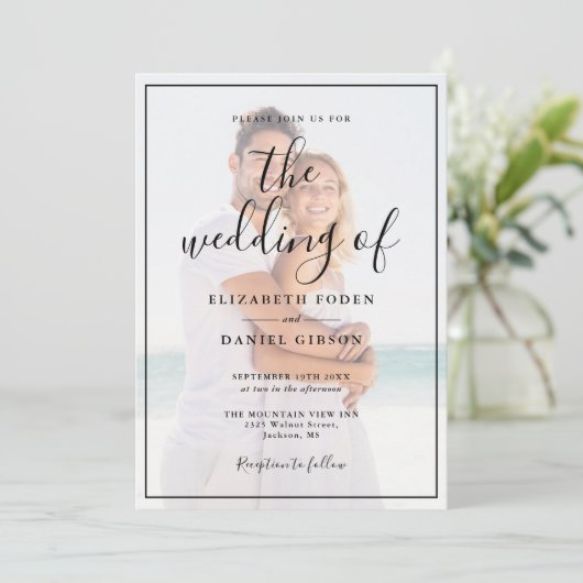 Elegant Script 2 Photo Wedding Kaart (Staand voorkant)