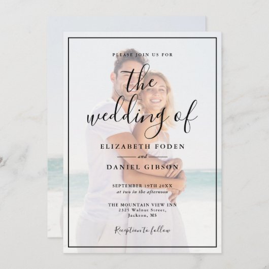 Elegant Script 2 Photo Wedding Kaart (Voorkant / Achterkant)