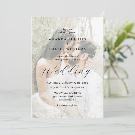 Elegant Script 2 Photo Wedding Kaart (Staand voorkant)
