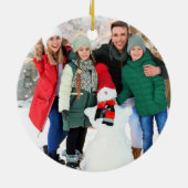 Elegant Script 2 Sided Photo Christmas Green Keramisch Ornament (Achterkant)