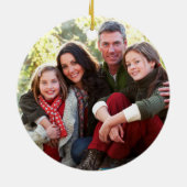 Elegant Script 2 Sided Photo Kerstmis Burgundy Keramisch Ornament (Achterkant)