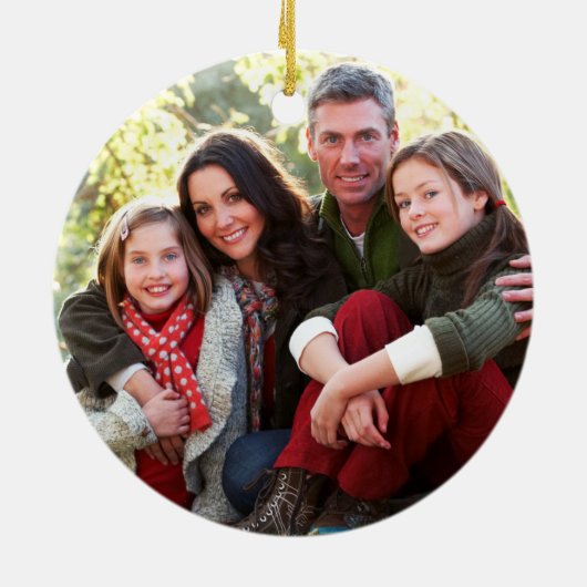 Elegant Script 2 Sided Photo Kerstmis Burgundy Keramisch Ornament (Achterkant)