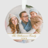 Elegant Script 2 Sided Photo Kerstmis Gold Ornament (voorkant)