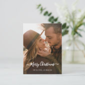 Elegant script 2-zijdelings design met foto's feestdagenkaart (Staand voorkant)