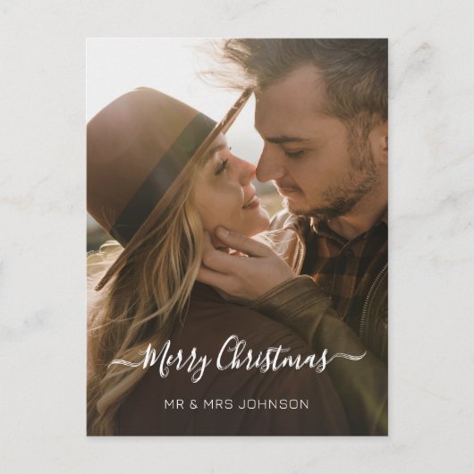 Elegant script 2-zijdelings design met foto's feestdagenkaart (Voorkant)