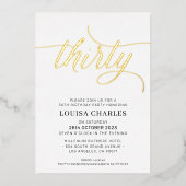 ELEGANT SCRIPT 30ste verjaardag stijlvol goud Folie Uitnodiging (Voorkant)