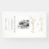 Elegant Script 30th Birthday Party Photo Welcome Spandoek (Horizontaal)