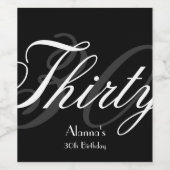 Elegant Script, 30th Birthday Party Wijn Etiket (Enkel label)