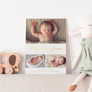 Elegant Script 3 Aankondiging geboorte foto-collag