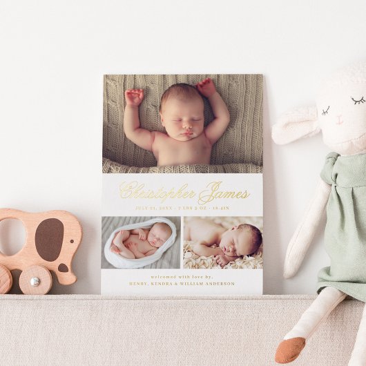 Elegant Script 3 Aankondiging geboorte foto-collag
