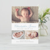 Elegant Script 3 Aankondiging geboorte foto-collag (Staand voorkant)