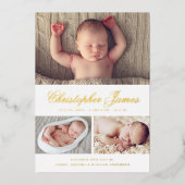 Elegant Script 3 Aankondiging geboorte foto-collag (Voorkant)