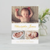 Elegant Script 3 Aankondiging geboorte foto-collag (Staand Voorkant)