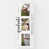 Elegant Script 3 Foto Afstuderen Spandoek (Verticaal)