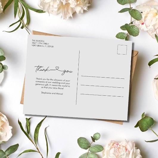 Elegant Script 3 foto bruiloft dank u Briefkaart