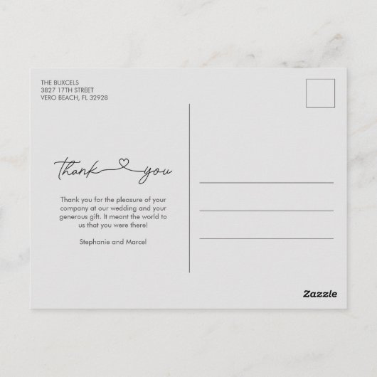 Elegant Script 3 foto bruiloft dank u Briefkaart (Achterkant)