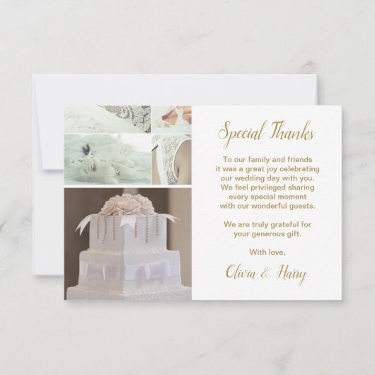 Elegant Script 3 Foto bruiloft Hartelijk dank Bedankkaart (Achterkant)