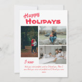 Elegant Script 3 Foto Collage Feestdagen Kaart (Voorkant)