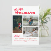 Elegant Script 3 Foto Collage Feestdagen Kaart (Staand voorkant)