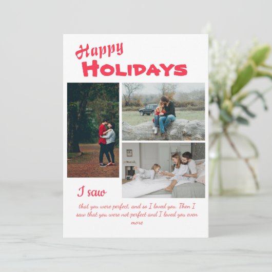 Elegant Script 3 Foto Collage Feestdagen Kaart (Staand voorkant)