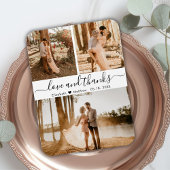 Elegant Script 3 Foto Collage Weddenschap Bedankt Magneet