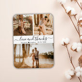 Elegant Script 3 Foto Collage Weddenschap Bedankt Magneet