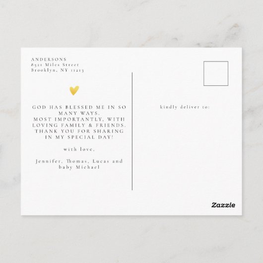 Elegant Script 3 foto doop dank u Briefkaart (Achterkant)