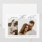 Elegant Script 3 Foto Huwelijk Save The Date (Voorkant / Achterkant)